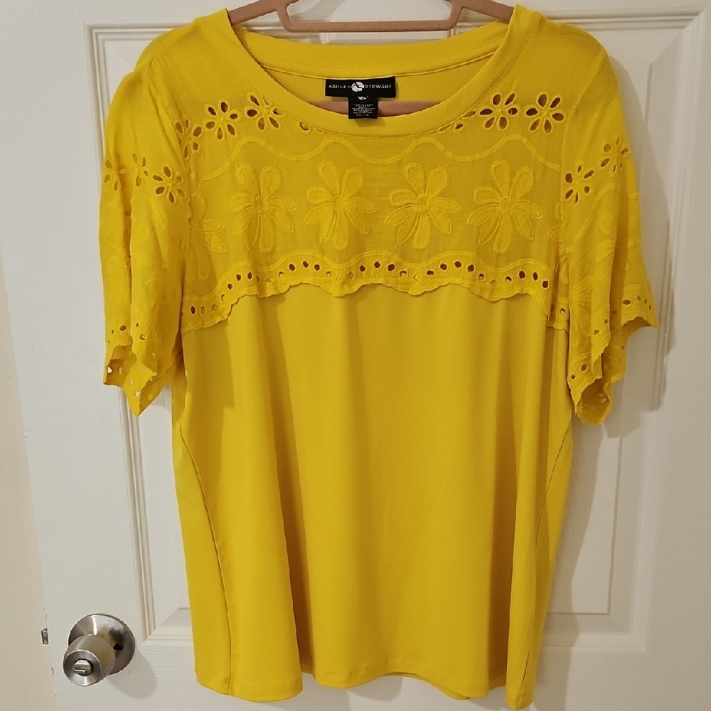 Ashley Stewart Yellow Floral Blouse